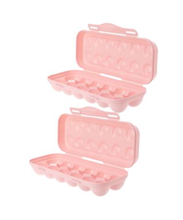 CHILDWEET 2pcs Anti-Collision Damage Chicken Food Trays Plastic Egg Cartons Pantry Egg Bins for re-usable Pink 30X11X6.5CM
