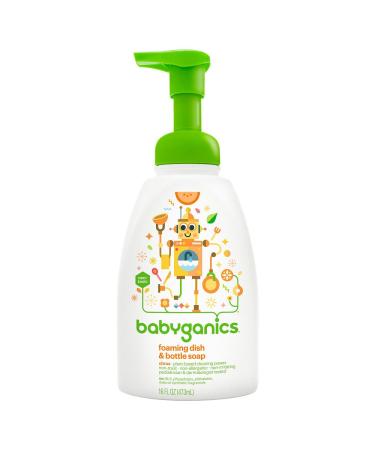 Babyganics Foaming Dish & Bottle Soap Pump Bottle Citrus Plant-Derived Cleaning Power Removes Dried Milk 16 Fl Oz