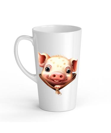 White Ceramic Baby Pig Mug - Large 483 ml Perfect for Hot Chocolate or Milk Fun and Easy to Use