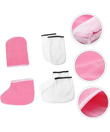 PLAFOPE 4 Pairs Hand and Foot Mask Hand & Foot Mask Moisture Gloves for Dry Hand Paraffin Wax Mitts Skin Care Glove Paraffin Mittens Cracked Hands Kit Shower Glove Heat Preservation Glove - Buy Online on SooperMarket.com