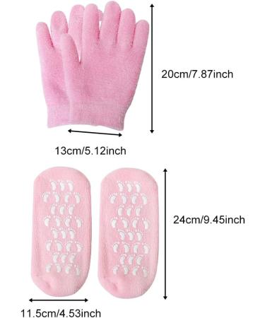 Moisturizing Gel Socks & Gloves Set for Softening Cracked Feet - Reusable Foot Care Spa Treatment (Pink) | International Shipping Available - Buy Online on SooperMarket.com