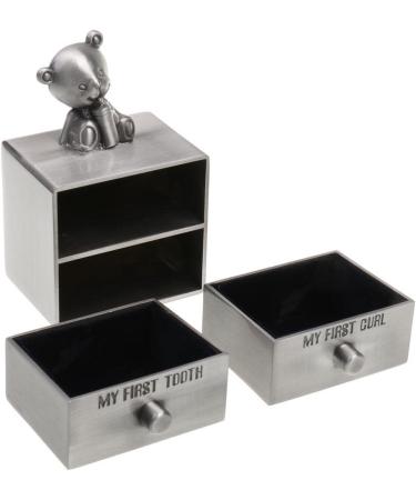 A Set of My First Tooth & Curl Trinket Boxes Tin Baby Keepsake Christening Boy Girl Gift - Antique Silver 4 - Buy Online on SooperMarket.com