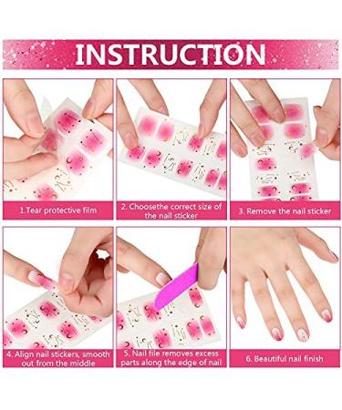 14 Sheets Gradient Nail Polish Stickers - Multicolor Flower Series | Self-Adhesive Design Decal Strips with Nail File | Manicure Decoration Kit for Women & Girls - Buy Online on SooperMarket.com