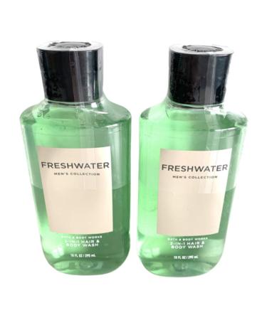 Bath and Body Works Men's Collection Freshwater 2 in 1 Hair and Body Wash 10 Oz. 2 Set. Freshwater 10 Fl Oz (Pack of 2)