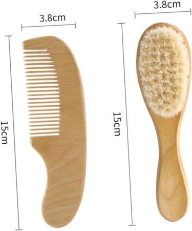 KOMBIUDA Baby Hair Brush Set - Soft Wooden Brush and Comb for Newborns and Infants - Perfect Baby Care Kit for Scalp Massage and Gifting - Buy Online on SooperMarket.com