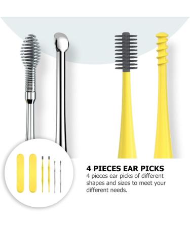 Healeved Double Sided Ear Wax Pickers 4pcs Set - Stainless Steel Earwax Remover Tool Kit for Men and Women - Ear Cleaning Curette Spoon with Storage Case - 12x0.5cm - Buy Online on SooperMarket.com