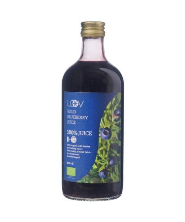 LOOV Wild Blueberry Juice Organic 500 ml Wild-Crafted from Nordic Forests High in Antioxidants 100% from Directly Pressed Blueberries Not from Concentrate No Water Added No Added Sugar