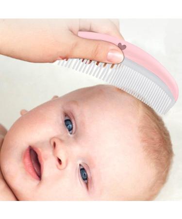 LNQ LUNIQI Baby Brush and Comb Set Soft Bristle Baby Brush Massage Scalp Brush for Newborn Cradle Cap Scalp Cleaning Care (Pink) - Buy Online on SooperMarket.com