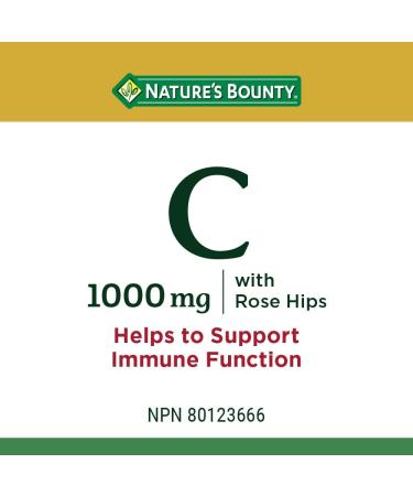 Nature's Bounty Vitamin C Supplement with Rose Hips Helps Maintain Good Health 1000mg 100 Tablets - Buy Online on SooperMarket.com