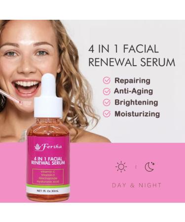 4 in 1 Facial Renewal Serum - Vitamin C E Hyaluronic Acid & Niacinamide | Ultra Regenerating Treatment for Radiant Skin - Buy Online on SooperMarket.com