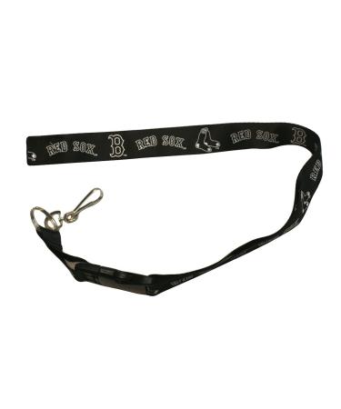 MLB Blackout Lanyard with Team Logo in White Boston Red Sox