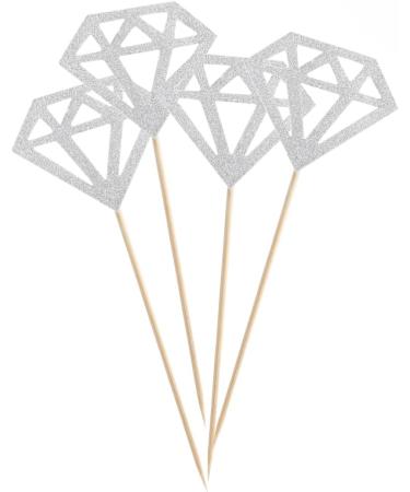 Vaguelly 50pcs Diamond Dessert Topper Happy Wedding Diamond Birthday Cake Picks Wedding Decoration Fruit Cake Decorations for Home Fruitcakes Wedding D cor Anniversary Toothpick Flash Baby Silver medium - Buy Online on SooperMarket.com