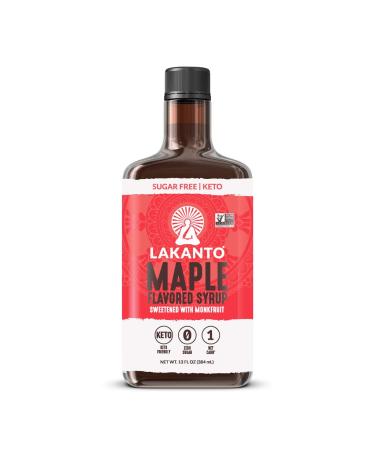 Lakanto Sugar Free Maple Syrup - Monk Fruit Sweetener, Keto Diet Friendly, Vegan, 1g Net Carbs, Pancakes, Waffles, Oatmeal, Coffee, Tea, Granola, Frosting, Marinade, Dressing (13 Fl Oz - Pack of 1) Maple 13 Fl Oz (Pack o