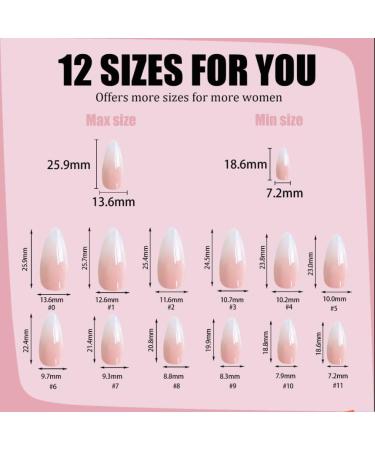 LADYING 24 Pcs Gel False Nails Short Almond French Tip Gradient White Fake Nails with Nail Glue - Women's Nail Art Kit - Buy Online on SooperMarket.com