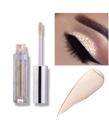 Weixinbuy 12 Colors Liquid Eyeshadow Glitter Metallic Eyeshadow Shining Shimmer Glitter Highly Pigmented Liquid Eyeliner Waterproof Long Lasting ((101#Cream))