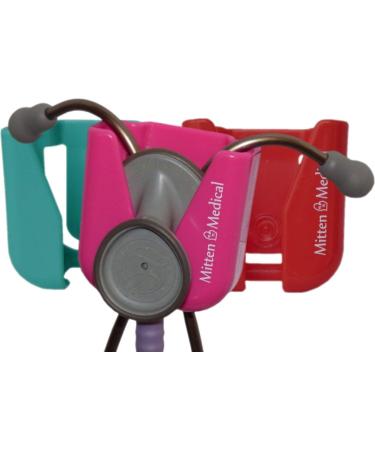 Three Mitten Medical Professional Stethoscope Holders with Scrub-Lock (TM) One of Each Color