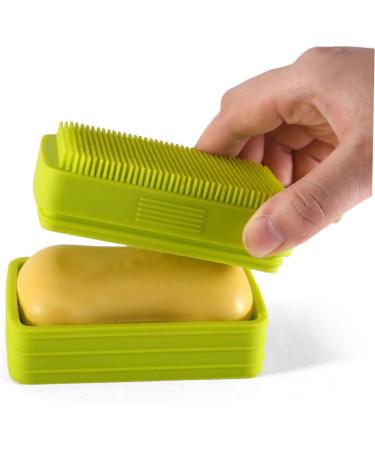 Green Healeved Box Soap Dish with Scalp Massagers, Loofah, and Silicone Shower Accessories - Buy Online on SooperMarket.com