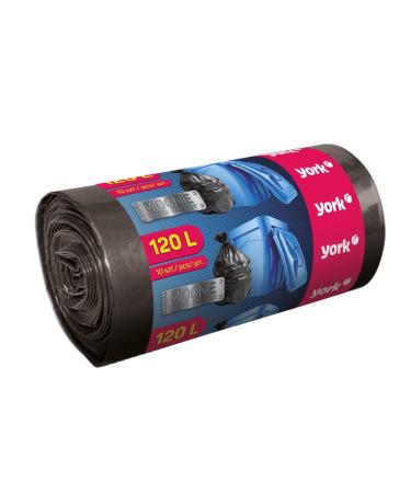 York black garbage bags 120l (1 roll with 10 pieces) - garbage bag 120 liters - large garbage bags - stable waste bags - garbage bags 120l extra 10 pieces (1 Pack)