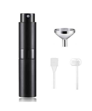 SONGQEE 8ml Travel Perfume Atomiser Refillable Mini Refillable Perfume Bottle Aftershave Spray Bottle Upgraded Perfume Atomizer Perfume Pod and Refill Pump for Outdoor Traveling (Black)