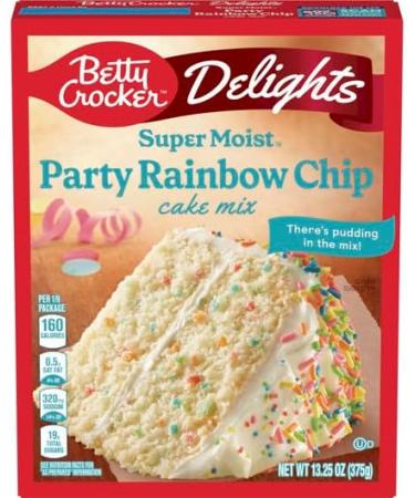 Betty Crocker Delights Super Moist Party Rainbow Chip Cake Mix 376g | Delicious and Vibrant Colorful Cake | Perfect for Everyday and Special Moments | Pack of 2 - Buy Online on SooperMarket.com