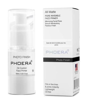 PHOERA Primer Pore Invisable Matte Photo Finish Face Makeup Pore filler Primer Base Oil Free Full Coverage Make Up Base Concealer Long Lasting Flawless Pores Minimiser Liquid Moisturizing (18ml) 18 ml (Pack of 1)