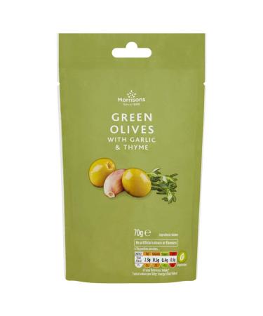 Morrisons Pitted Green Olives with Garlic & Thyme 70 g x 8