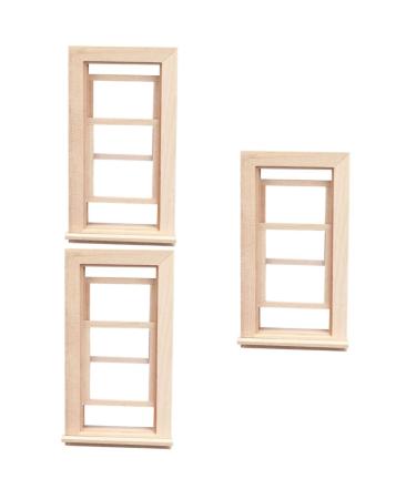 UPKOCH 3pcs Simulation Doors and Windows Mini House Wooden