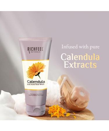 Richfeel Anti Acne Calendula Face Wash | Power of Soothing Calendula Extracts | For Skin prone to Acne & Blemishes | Physician Formulated | Helps Calm & Replenish Skin | 100 Gram - Buy Online on SooperMarket.com