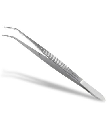 Curved tweezers with guide pin made of stainless steel 15 cm