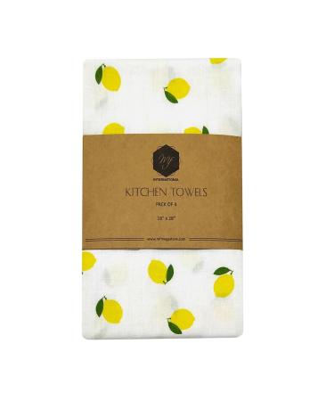 Lemon Kitchen Dish Towel 18 x 28 Dishcloth Watercolor Farmhouse Umbrella Decorative Hand Drying Tea Towel for Spring Summer Kitchen Cooking Baking Cleaning 4Pcs