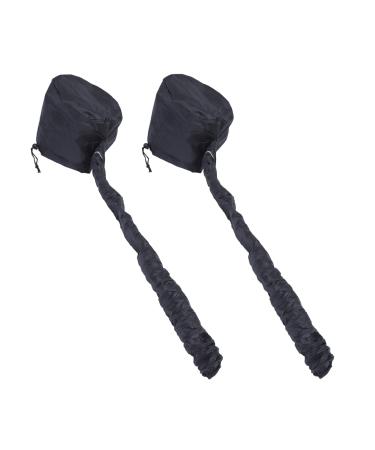 Baluue 2pcs Dry Hair Cap Thermal Hats Heating Caring Hat Blower Dryer Hat 190t Black