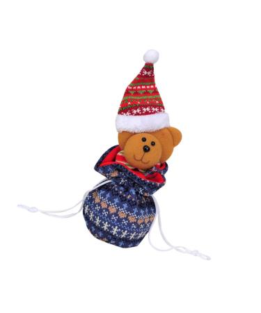 KOMBIUDA 1pc Christmas Candy Portable Storage Ornament Hanging Bag Little Knitted Bear Adorable Kids Bags