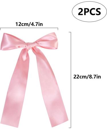 2 Pack Hair Bows for Girls and Women Large Bow Hair Clips Hair Barrette with Long Silky Satin Pink Hair Accessories for Girls(Pink) - Buy Online on SooperMarket.com