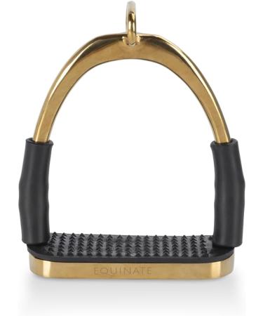 Equinate Safety Bar Charles 12cm Gold | Anti-Slip Rubber Tread Stirrup for Adults & Children | Ankle Relief - 2 Pieces - Buy Online on SooperMarket.com