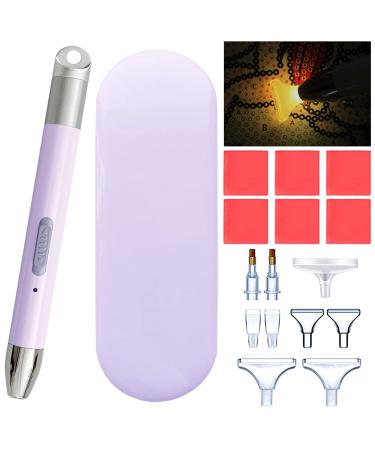 Tiktoy LED Diamond Art Pens with Light 5D Diamond Painting Tools Rechargeable Light Pen Art Accessories and Tools Kits with 2 Light Modes Glue Clay Storage Case for Adults DIY Arts Crafts-Purple