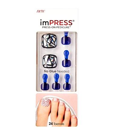 KISS imPRESS Press-On Gel Navy Blue Pedicure Nails BIPT016 Mai Tai (For Toes)
