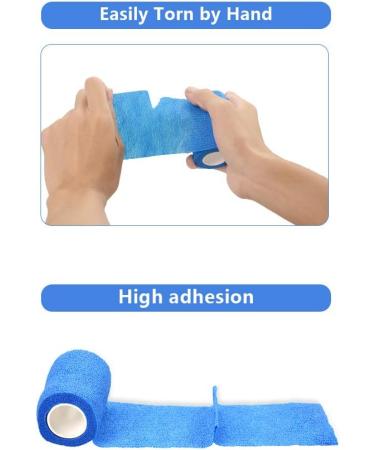 Cojj 12 pcs Self-Adhering Cohesive Bandage - 10cm x 4.5m Waterproof Elastic Tape for Wounds & Animal Care (Blue) - Buy Online on SooperMarket.com