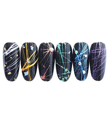 Huhebne 6-Piece Silk Artificial Nail Set - DIY Soaking Design with UV Lacquer Long Lifespan & Elasticity - Buy Online on SooperMarket.com