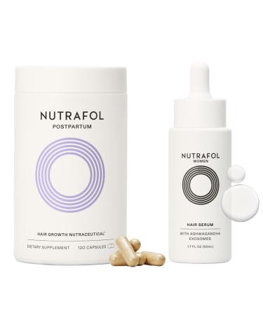 Nutrafol Postpartum Hair Growth Supplements and Hair Serum  Clinically Tested for Visibly Thicker and Stronger Hair - 1 Month Supply  1.7 Fl Oz Bottle