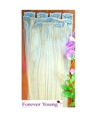 Forever Young UK Clip In Remy Human Hair Extensions Half Head Light Blonde 18" Length