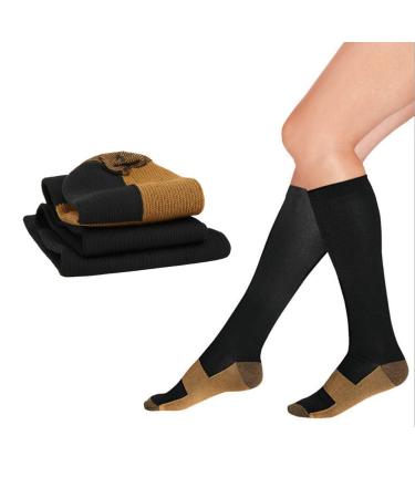 2 pairs of copper fiber compression socks for women and men sports compression stockings ankle protection for running breastfeeding sport (L/XL) L-XL