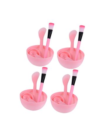 Didiseaon 4sets Facial Mud Brush Cream Applicator Bowl Stick Brush Facial Mask Brush Make up Kit Facial Mask Spoon Facial Spatula Cosmetic Spatula Six Piece Set Mix Pink 15.5*9.2cm Pink