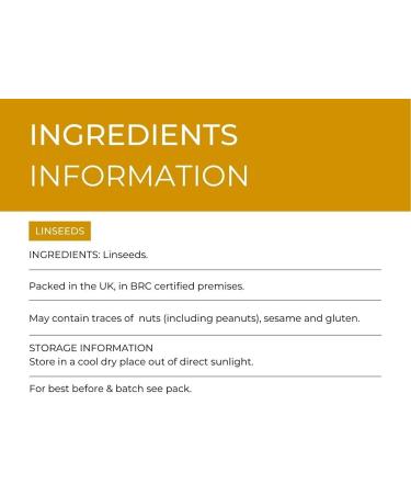 Hides Fine Foods - Linseeds 1kg - GMO Free - Suitable for Vegetarians - Breakfast - Porridge - Granola - Salads - Seed Mixes - Smoothies - Baking - High in Omega 3 - Buy Online on SooperMarket.com