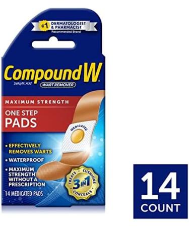 Compound W Wart Remover Pads - Maximum Strength, 14 Medicated One-Step Pads - Buy Online on SooperMarket.com