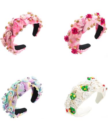 vreplrse Durable And Reliable Jeweled Wide Top Knot Headband For Long-lasting Beauty Polyester Rhinestone Pearl Knot Headbands Blue purple - Buy Online on SooperMarket.com