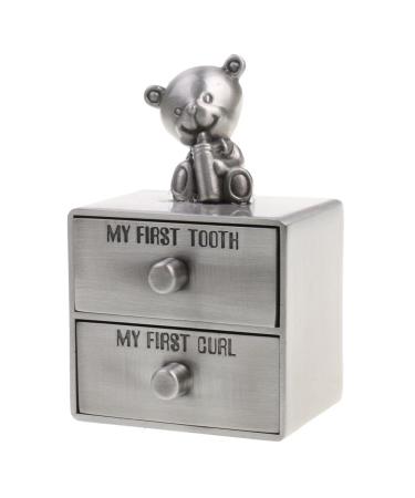 A Set of My First Tooth & Curl Trinket Boxes Tin Baby Keepsake Christening Boy Girl Gift - Antique Silver 4