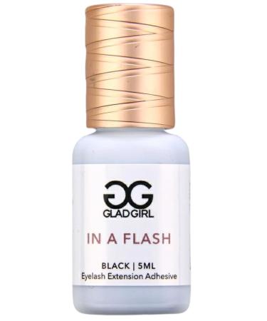 GladGirl False Eyelash Extension Glue in A Flash Lash Extension Glue 5ml Fast Dry Time of 1/2-1 Second Retention Up to 5 Weeks Perfect for Classic Hybrid Volume and Mega Volume Lashes