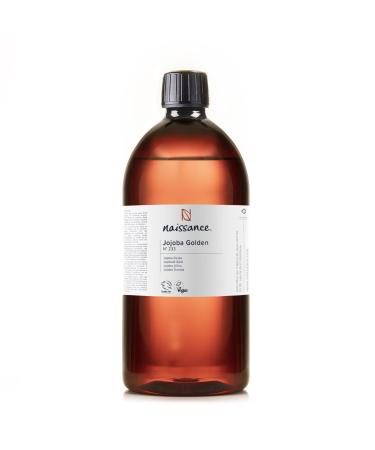 Naissance Golden Jojoba Oil (No. 233) - 900ml - Cold Pressed Unrefined - Natural Moisturiser for Skin Face Beard Nails Hair Body Scalp - Massage Aromatherapy DIY Beauty Candles Vegan 900 ml (Pack of 1)