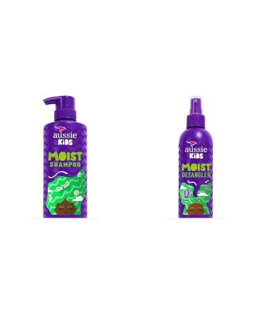 Aussie Kids Moist Sulfate Free Shampoo for Kids 16 fl oz/ 475 mL & Kids Moist Detangler for Kids 8 fl oz/236 mL Moist Shampoo + Detangler