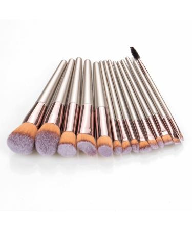 Buy 14 Champagne Gold Makeup Brush Set - Eyebrow & Loose Powder Brushes | Premium Beauty Tools - Buy Online on SooperMarket.com